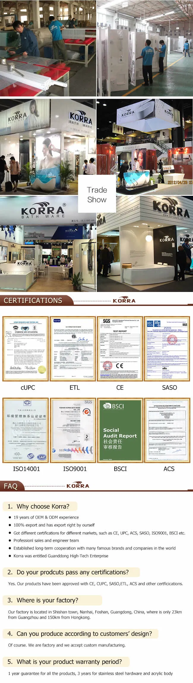 Foshan Elegent and Morden SPA Jacuzzi Massage Acrylic Bathtub (K1308)