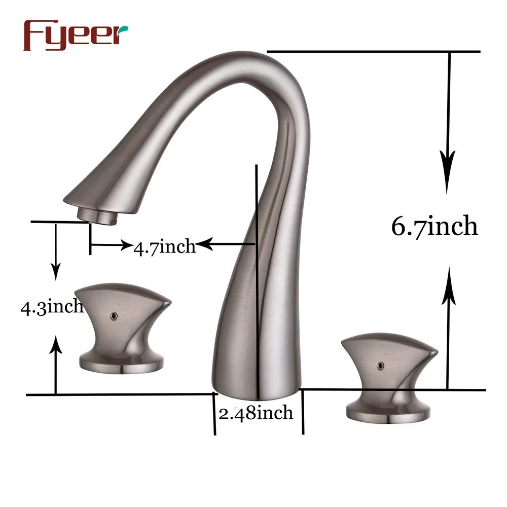 Fyeer Thress Holes Brushed Two Handle Widespread Basin Faucet