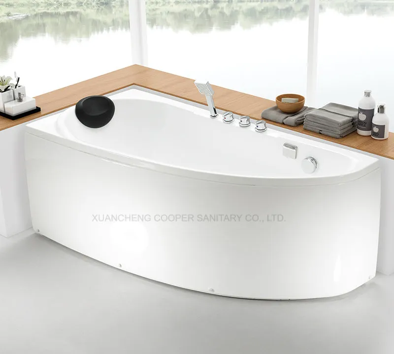 Hot Sale Corner Cheap Price Rectangular Skirted Massage Bathtub with Side Panel (C-6038)