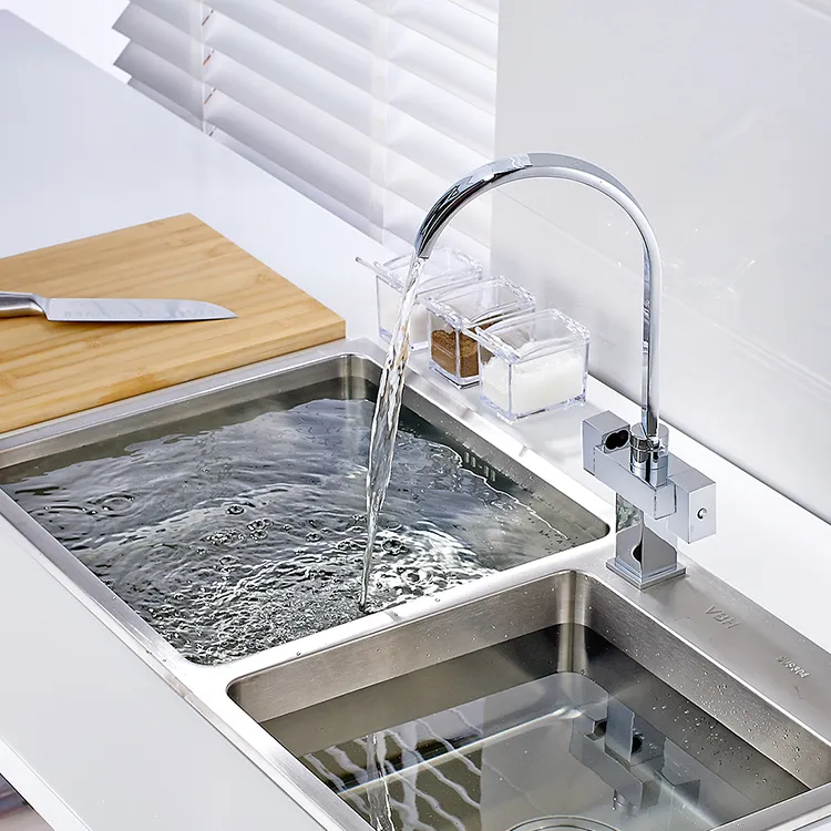 Hot Sale Dual Square Handle Kitchen Sink Mixer Tap