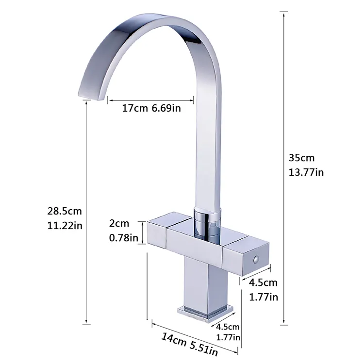 Hot Sale Dual Square Handle Kitchen Sink Mixer Tap