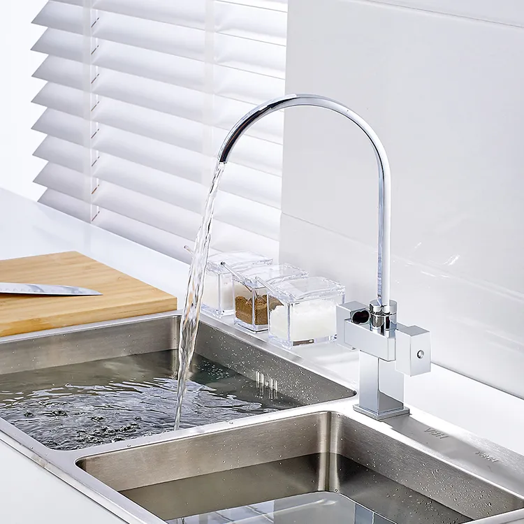 Hot Sale Dual Square Handle Kitchen Sink Mixer Tap