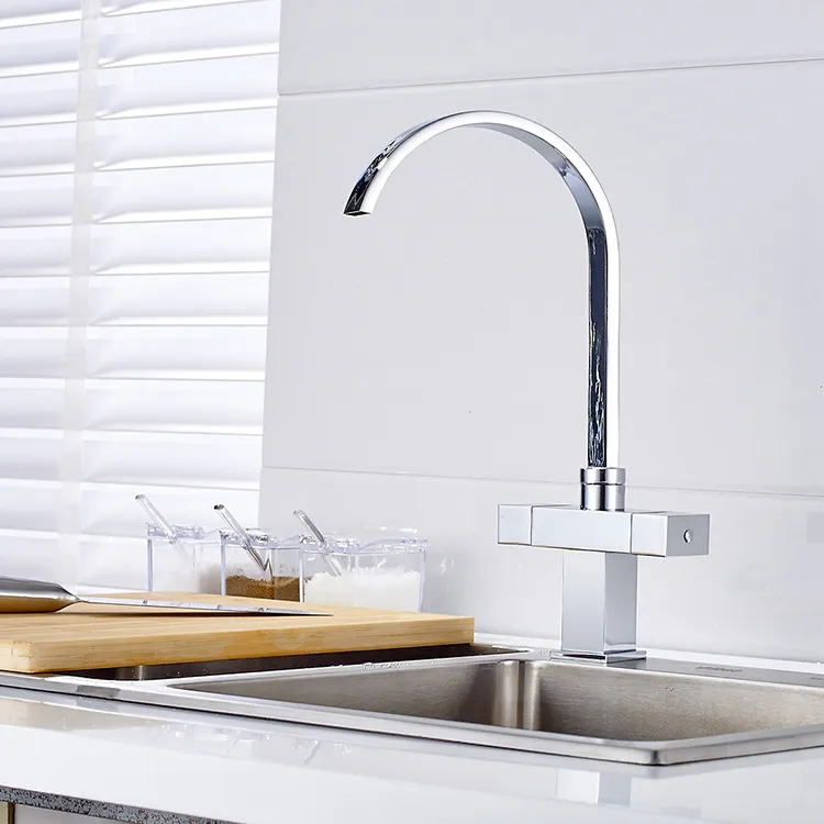 Hot Sale Dual Square Handle Kitchen Sink Mixer Tap