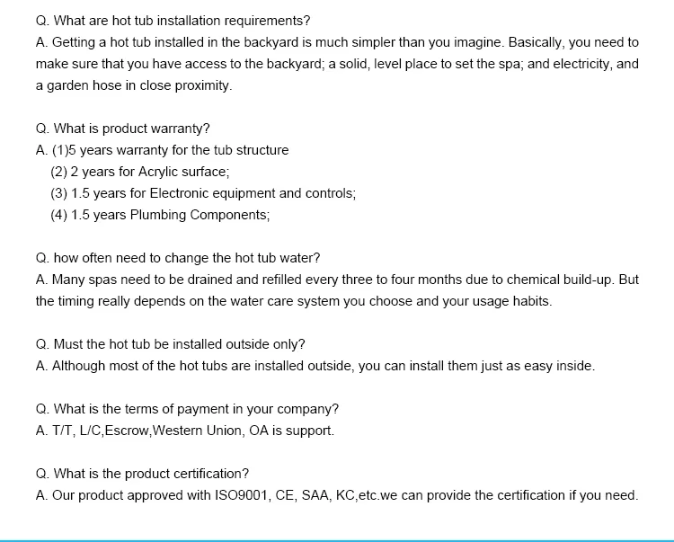 Hot Sale Luxury Balboa Outdoor Swimming SPA Pool