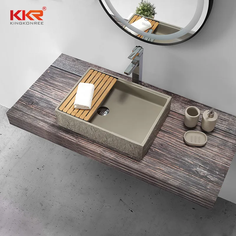 Hotel Basin Solid Surface Stone Vanity Sink Corian Bathroom Basin