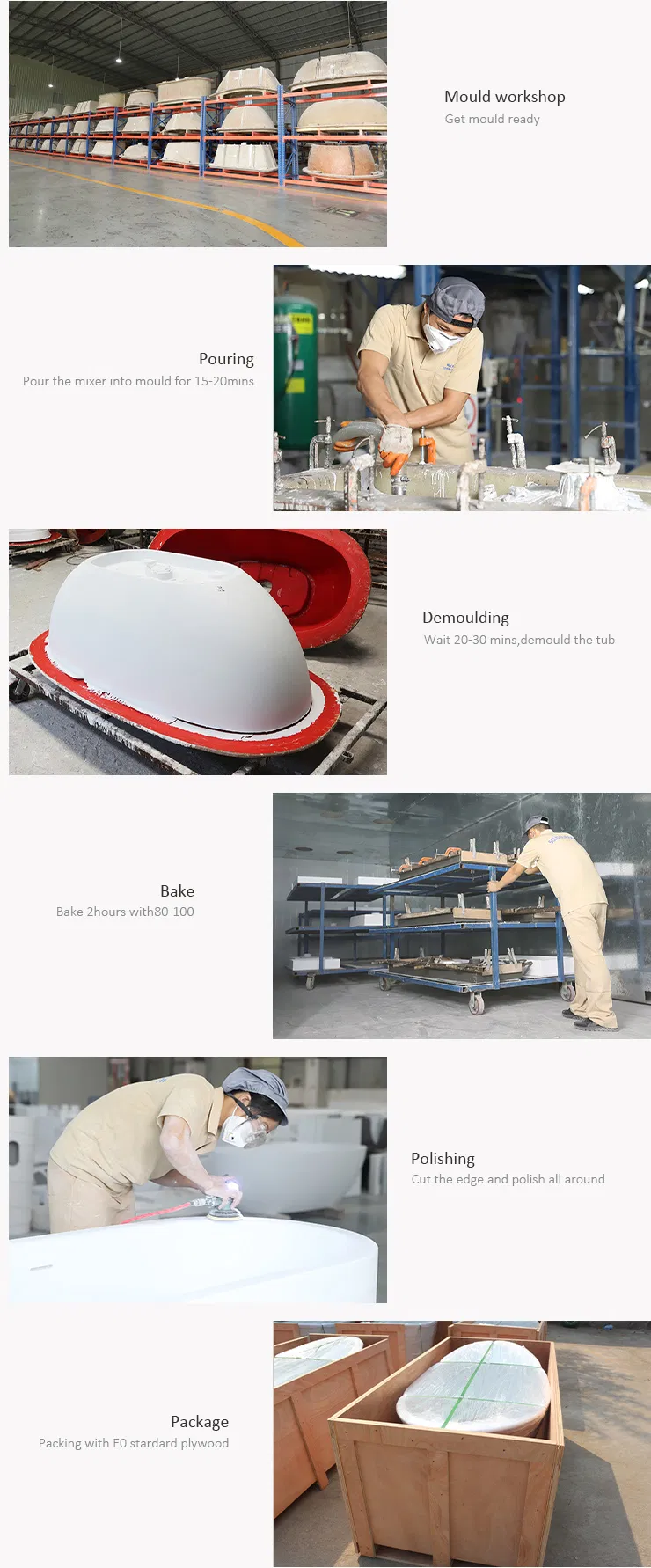 Hotel Solid Surface Sanitary Wares Adult Bathroom Freestanding Bathtub