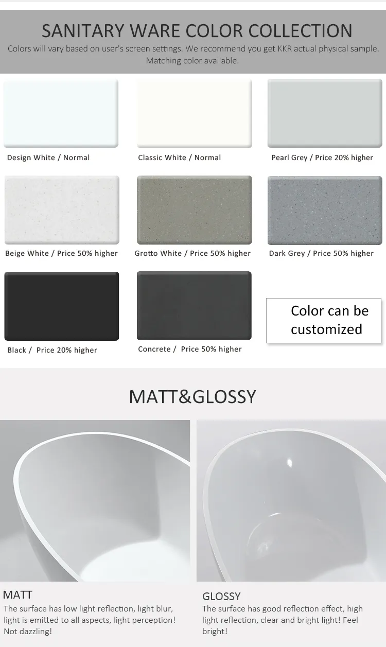 Hotel Solid Surface Sanitary Wares Adult Bathroom Freestanding Bathtub