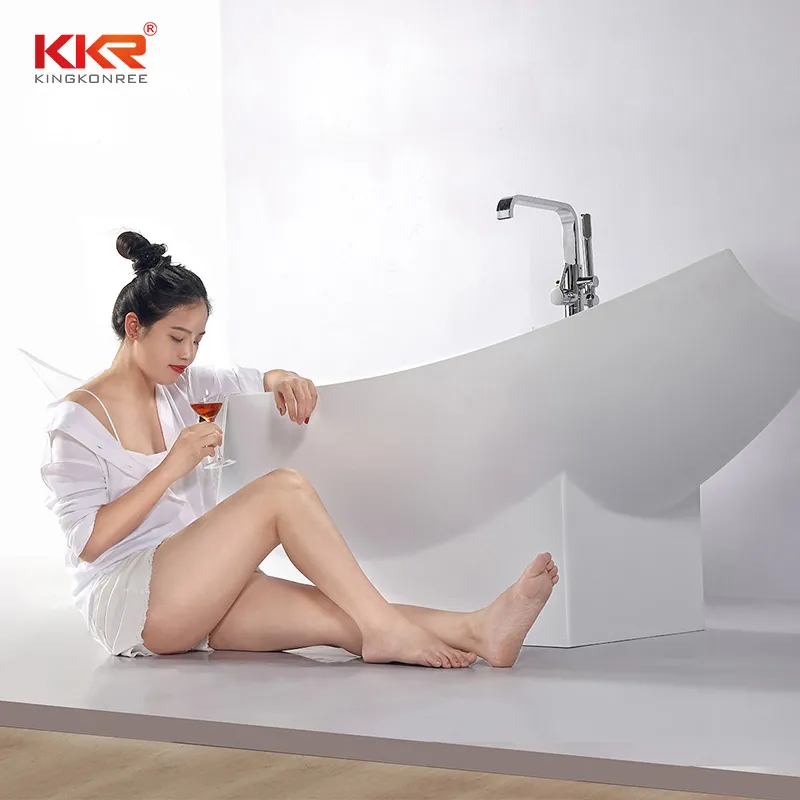 Hotel Solid Surface Sanitary Wares Adult Bathroom Freestanding Bathtub