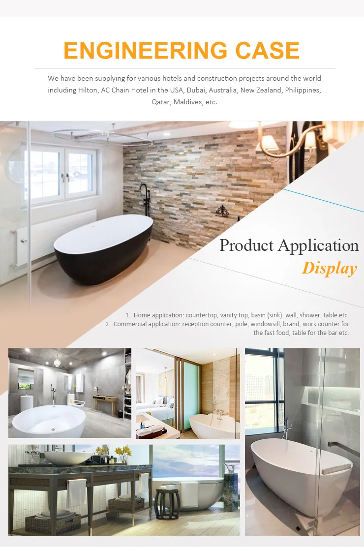 Hotel Solid Surface Sanitary Wares Adult Bathroom Freestanding Bathtub