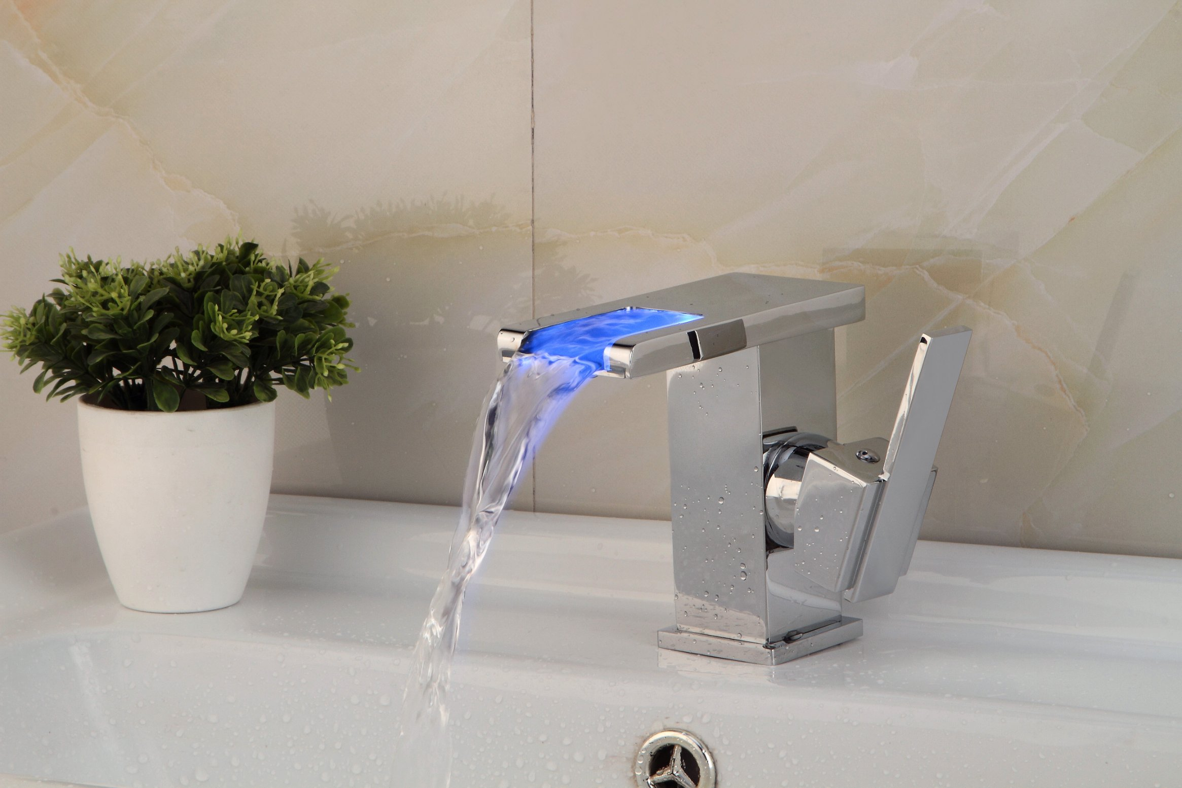 Hydropower LED Colors Bathroom Deck Mounted Basin Mixer Basin Faucet