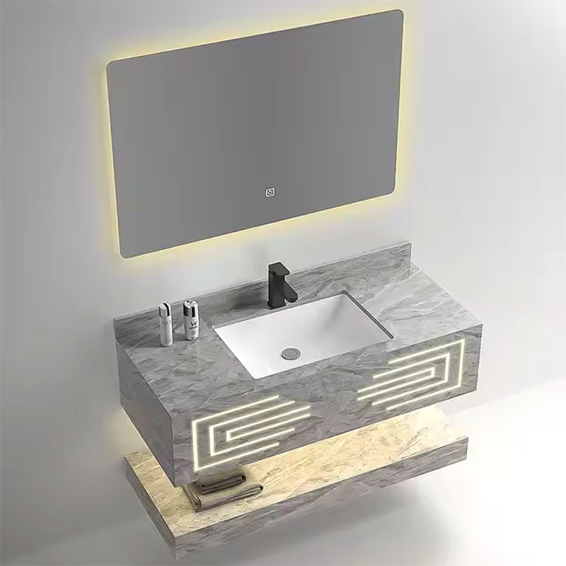 Rock Slab Wall-Mounted Bathroom Cabinet