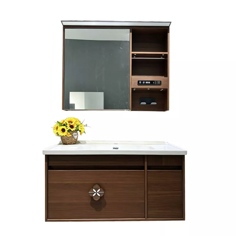 Multi-Layer Solid Wood Bathroom Vanity with Ceramic Basin