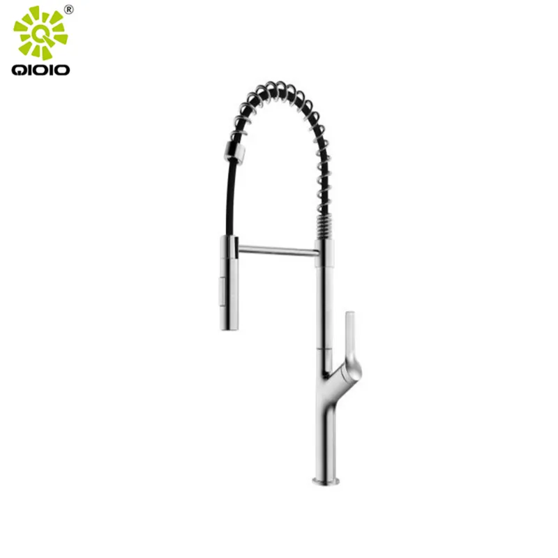 Kaioping Qioio 304 Stainless Steel Flexible Spring Sprayer Deck Mounted Pull out Hot and Cold Slim Kitchen Faucet