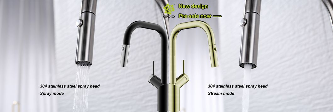 Kaiping Sanitary Ware Faucet Factory High Quality 304 Stainless Steel Pull out Kitchen Sink Faucet Mixer