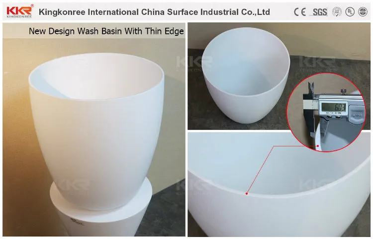Kingkonree Custom Made Corian Solid Surface White Wash Basin