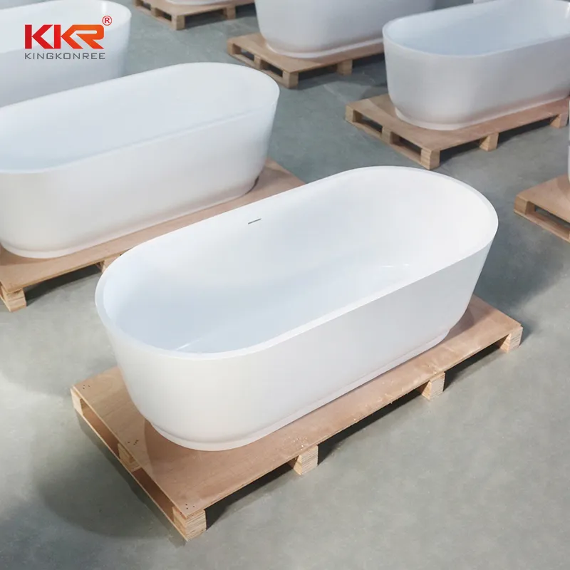 Kingkonree Freestanding Solid Surface Bathtub Bathroom Tub