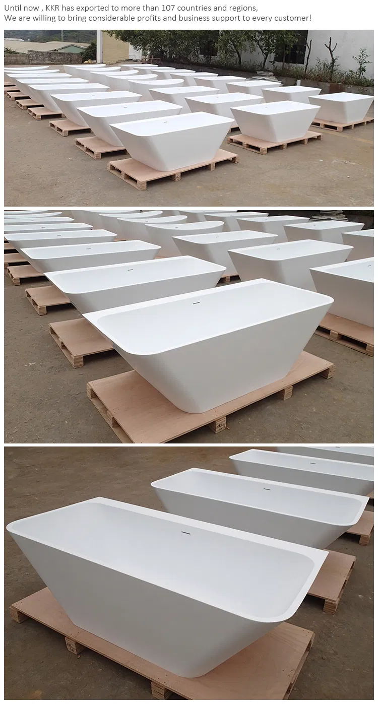 Kingkonree Freestanding Solid Surface Bathtub Bathroom Tub