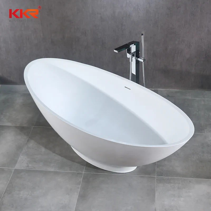Kingkonree Freestanding Solid Surface Bathtub Bathroom Tub