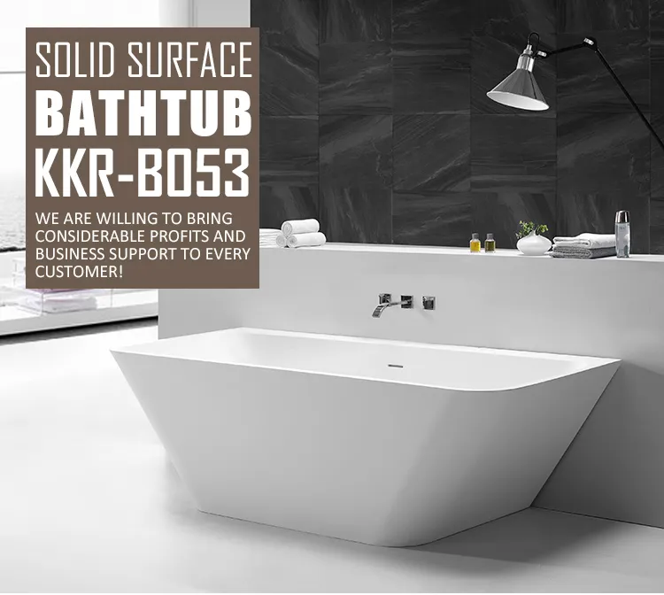 Kingkonree Freestanding Solid Surface Bathtub Bathroom Tub