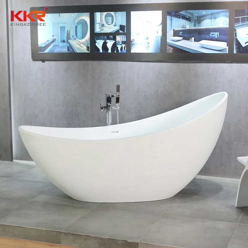 Kingkonree Freestanding Solid Surface Bathtub Bathroom Tub