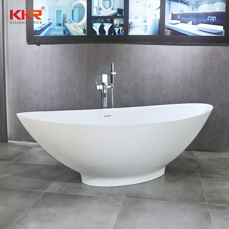 Kingkonree Freestanding Solid Surface Bathtub Bathroom Tub
