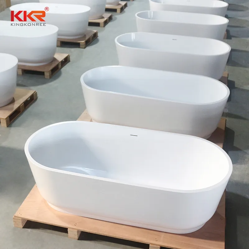 Kingkonree Freestanding Solid Surface Bathtub Bathroom Tub
