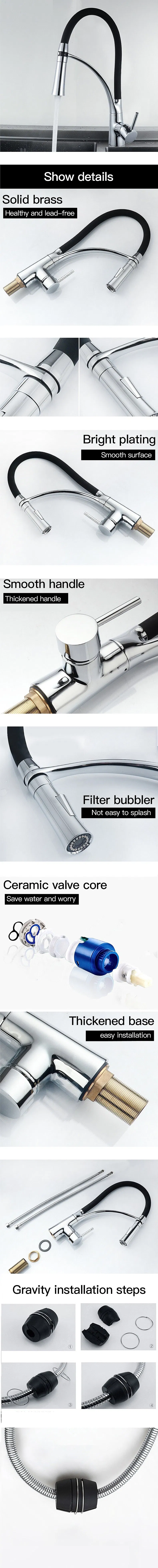 Kitchen Sink Faucet Single Handle Hole Solid Brass