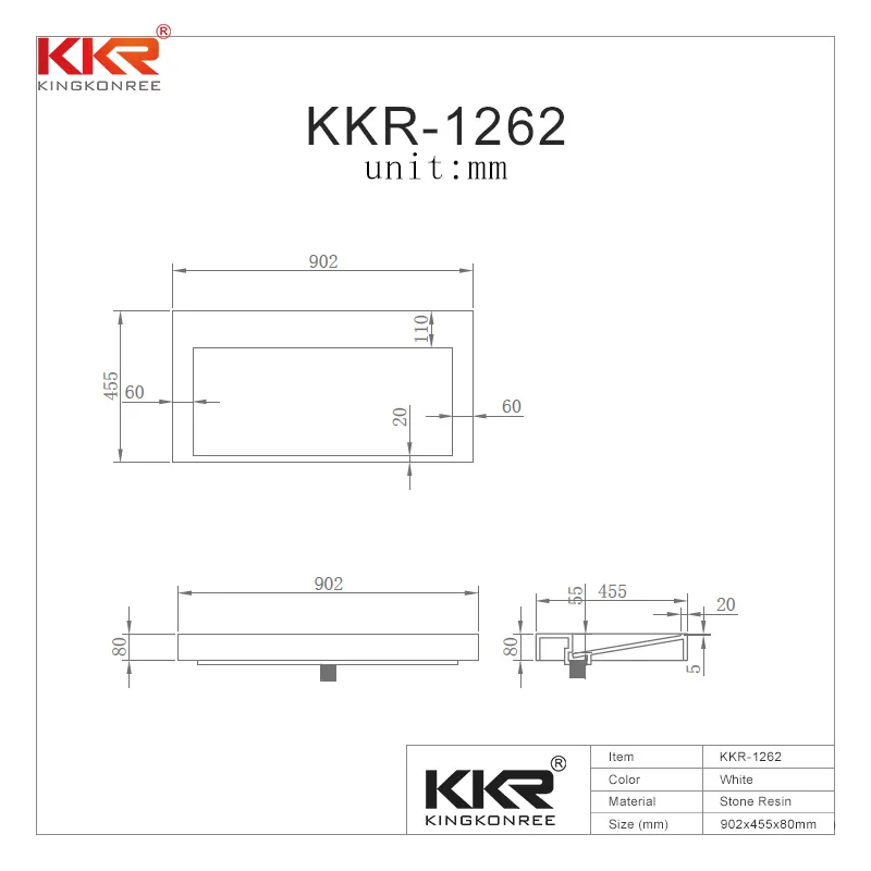 Kkr Customized Cabinet Vessel Sink Basin Artificial Stone Cabinet Wash Hand Basin