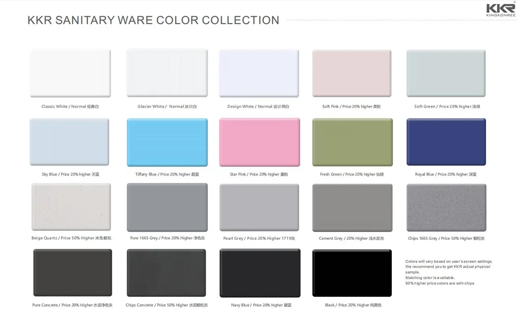 Kkr Customized Cabinet Vessel Sink Basin Artificial Stone Cabinet Wash Hand Basin