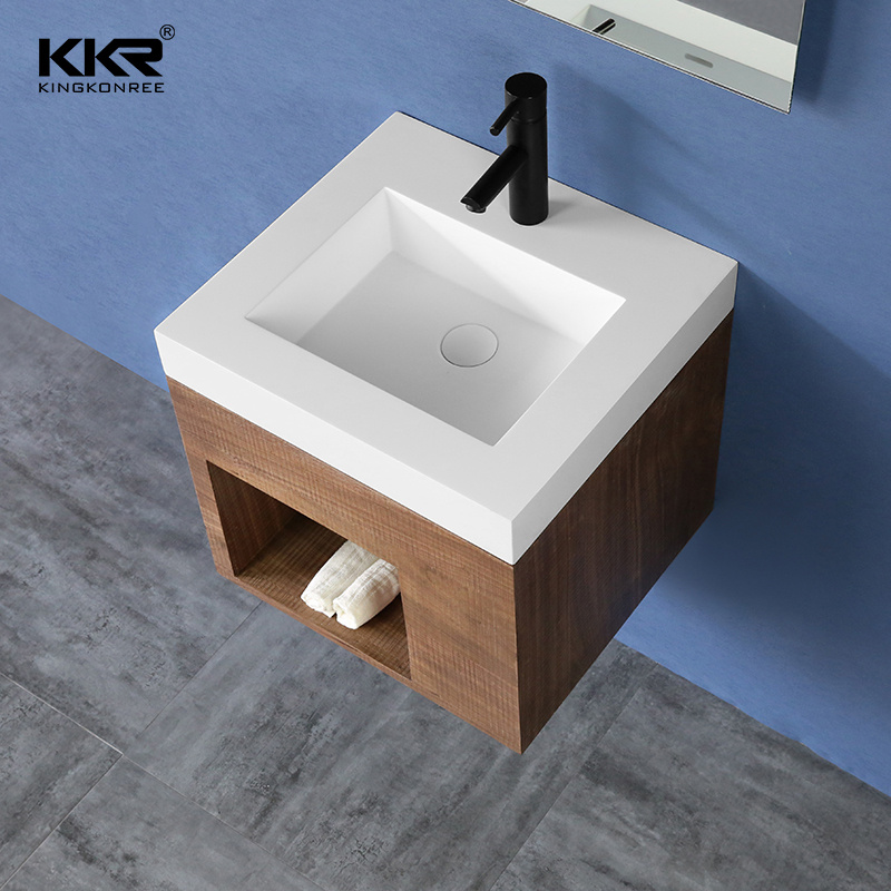 Kkr Small Cabinet Basin Solid Surface Stone Wall Hung Basin