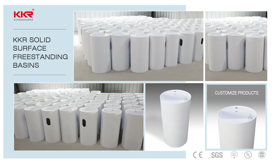 Kkr White Modern Solid Surface Stone Bathroom Pedestal Basin Sink