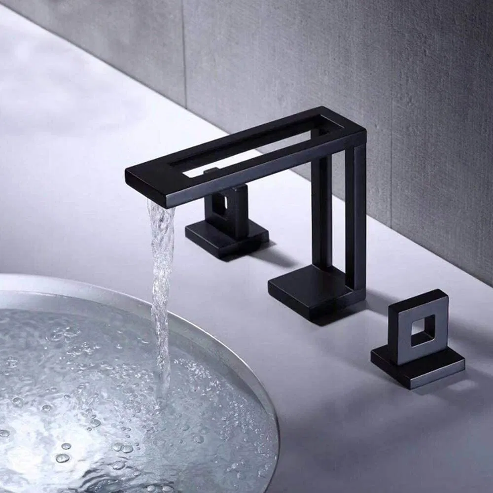 Low-Lead Brass Body Widespread 3 Hole Bathroom Water Faucet