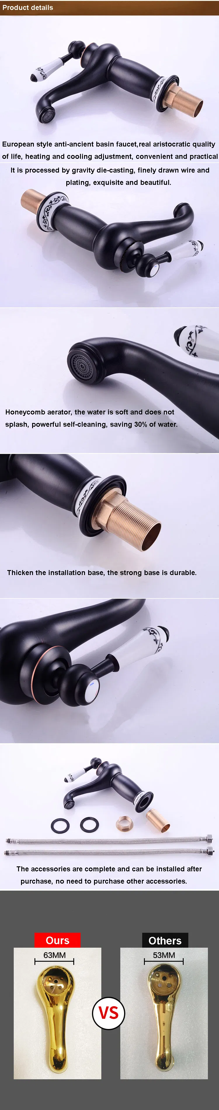 Luxury European Chrome Bathroom Cloakroom Faucet Classic Mixer Basin Tap