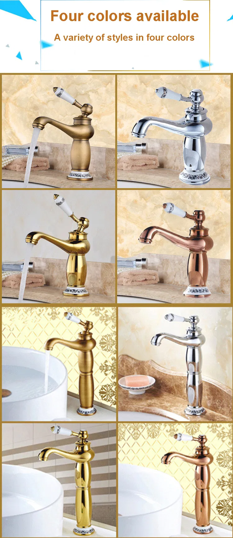 Luxury European Chrome Bathroom Cloakroom Faucet Classic Mixer Basin Tap