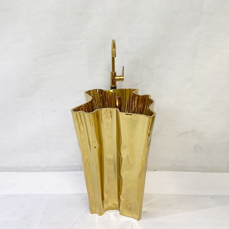 Luxury Golden Fiberglass Washstand Bathroom Furnitures Basin Hotel Sink
