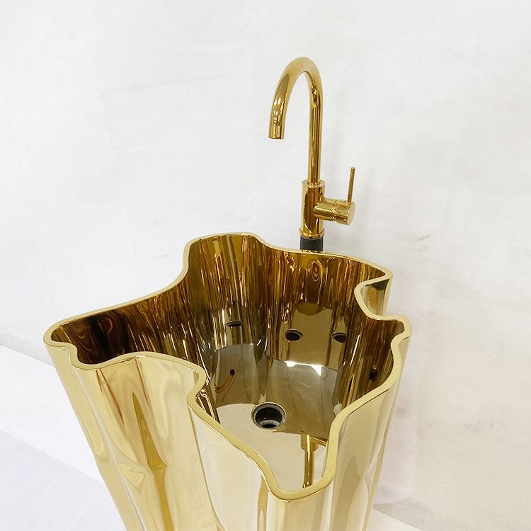 Luxury Golden Fiberglass Washstand Bathroom Furnitures Basin Hotel Sink