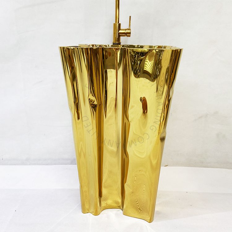 Luxury Golden Fiberglass Washstand Bathroom Furnitures Basin Hotel Sink