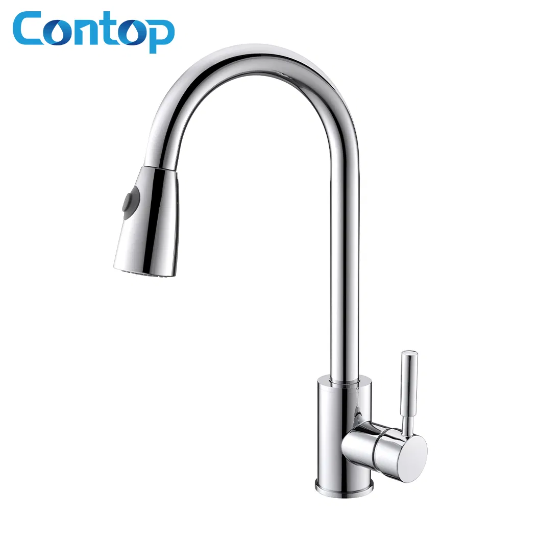 Luxury Pull Down Single Handle Brass Gold Kitchen Sink Faucet with Pull out Sprayer