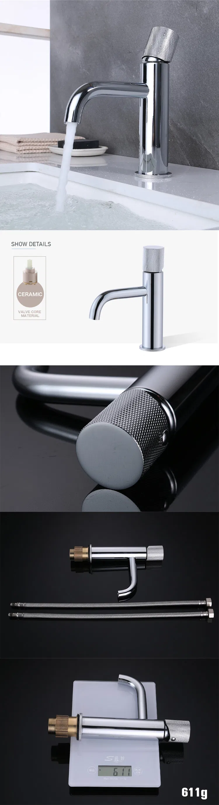 Matrix Curved Round Spout Chrome Plating Rotating Single Handle Faucet