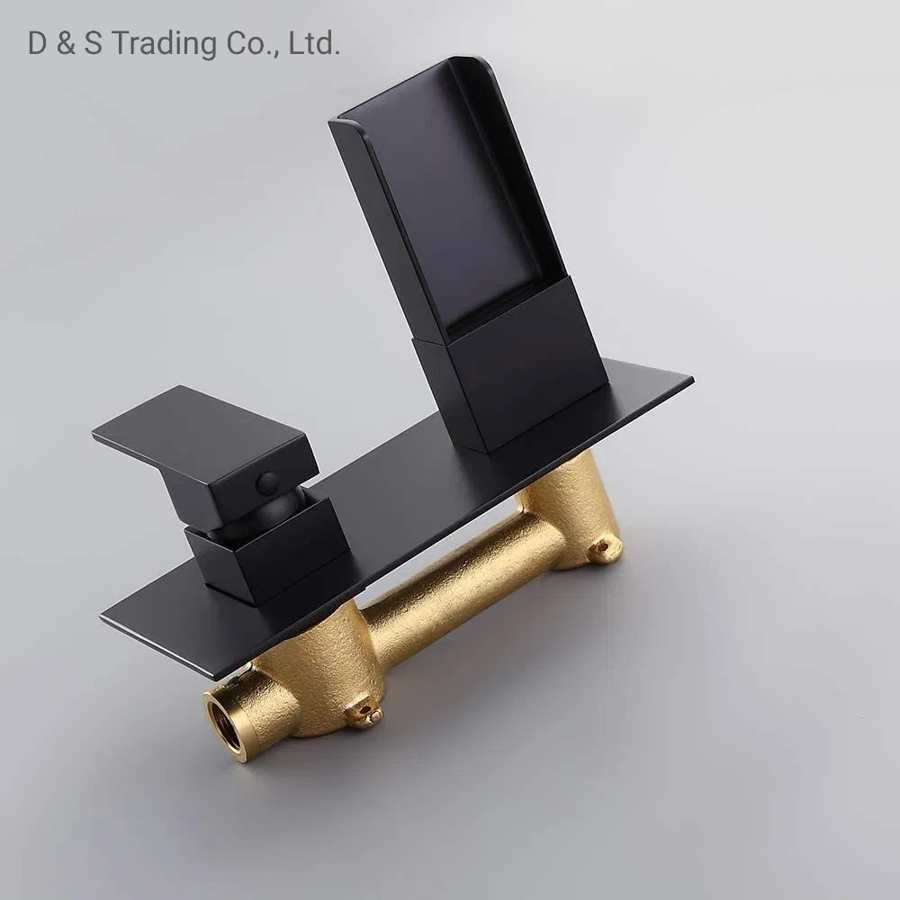 Matte Black Wall Mounted Taps Single Handle Wall Mounted Basin Faucet for Bathroom