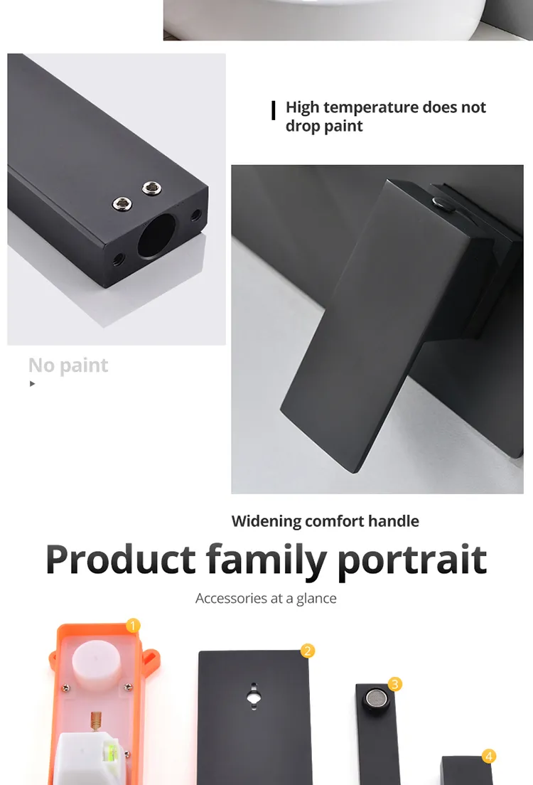 Matte Black Wall Mounted Taps Single Handle Wall Mounted Basin Faucet for Bathroom