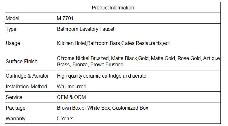 Matte Black Wall Mounted Taps Single Handle Wall Mounted Basin Faucet for Bathroom