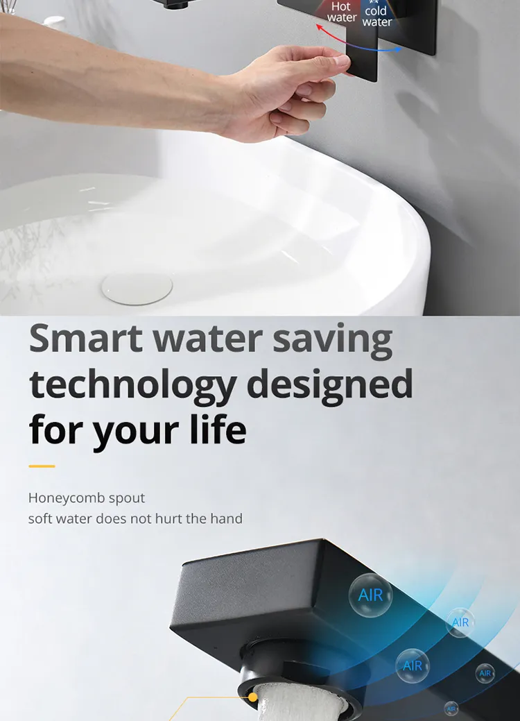 Matte Black Wall Mounted Taps Single Handle Wall Mounted Basin Faucet for Bathroom