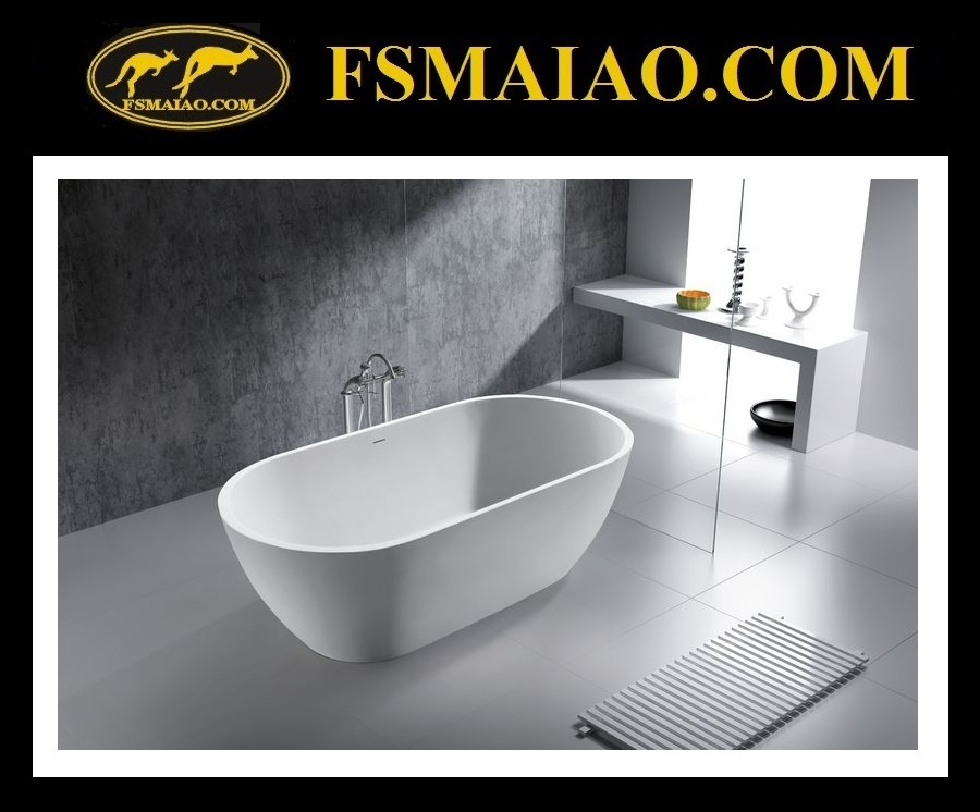 Modern Fashion Stone Resin Glossy White Freestanding Bathtub (BS-8612)