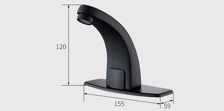 Modern Small Infrared Matt Black Touchless Lavatory Basin Sensor Faucet