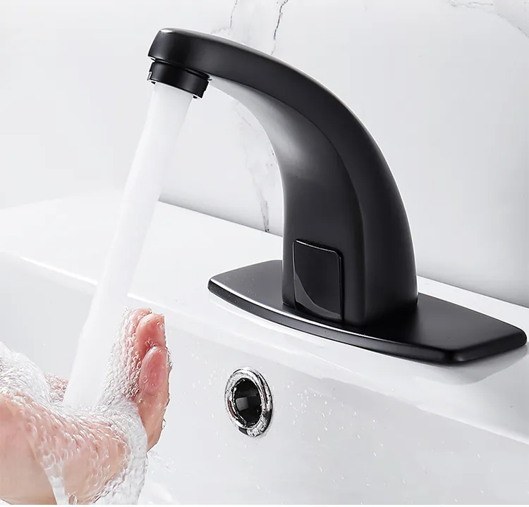 Modern Small Infrared Matt Black Touchless Lavatory Basin Sensor Faucet
