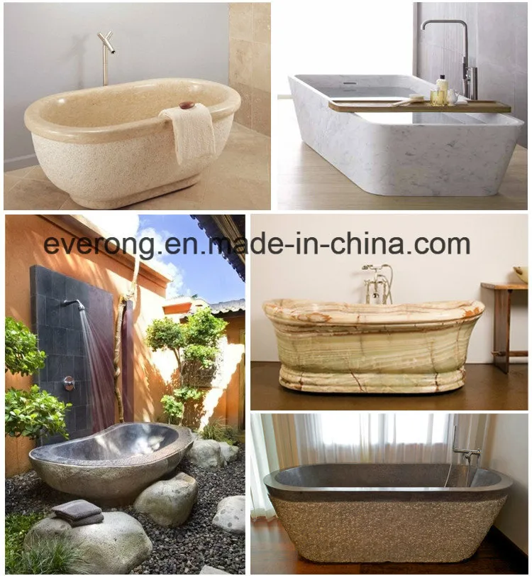 Natural Oval/Rectangle/Square/Circular/ Conner/Ellipse Freestanding/Pedestal Onyx/Granite/Marble Stone Bathtub for Bathroom Bath Tub