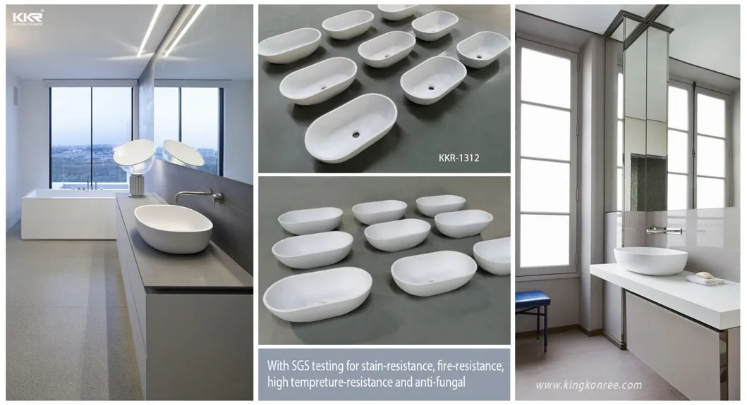 New Arrival Acrylic Solid Surface Artificial Stone Glacier White Wash Basin