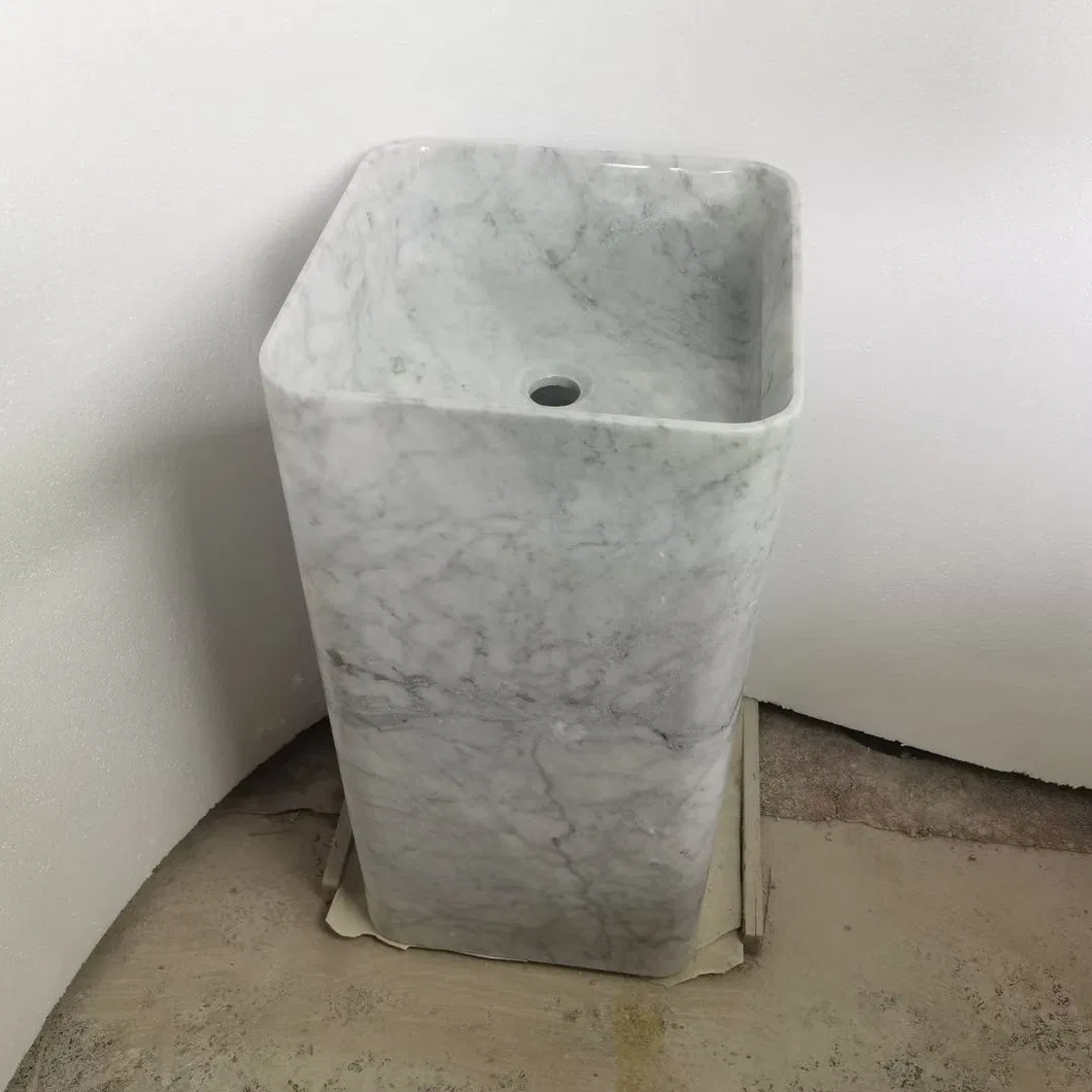New Bianco Carrara White Marble Basin Sink Polished Honed