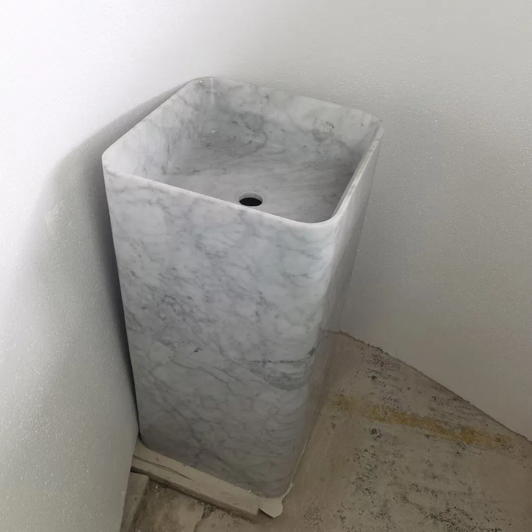 New Bianco Carrara White Marble Basin Sink Polished Honed